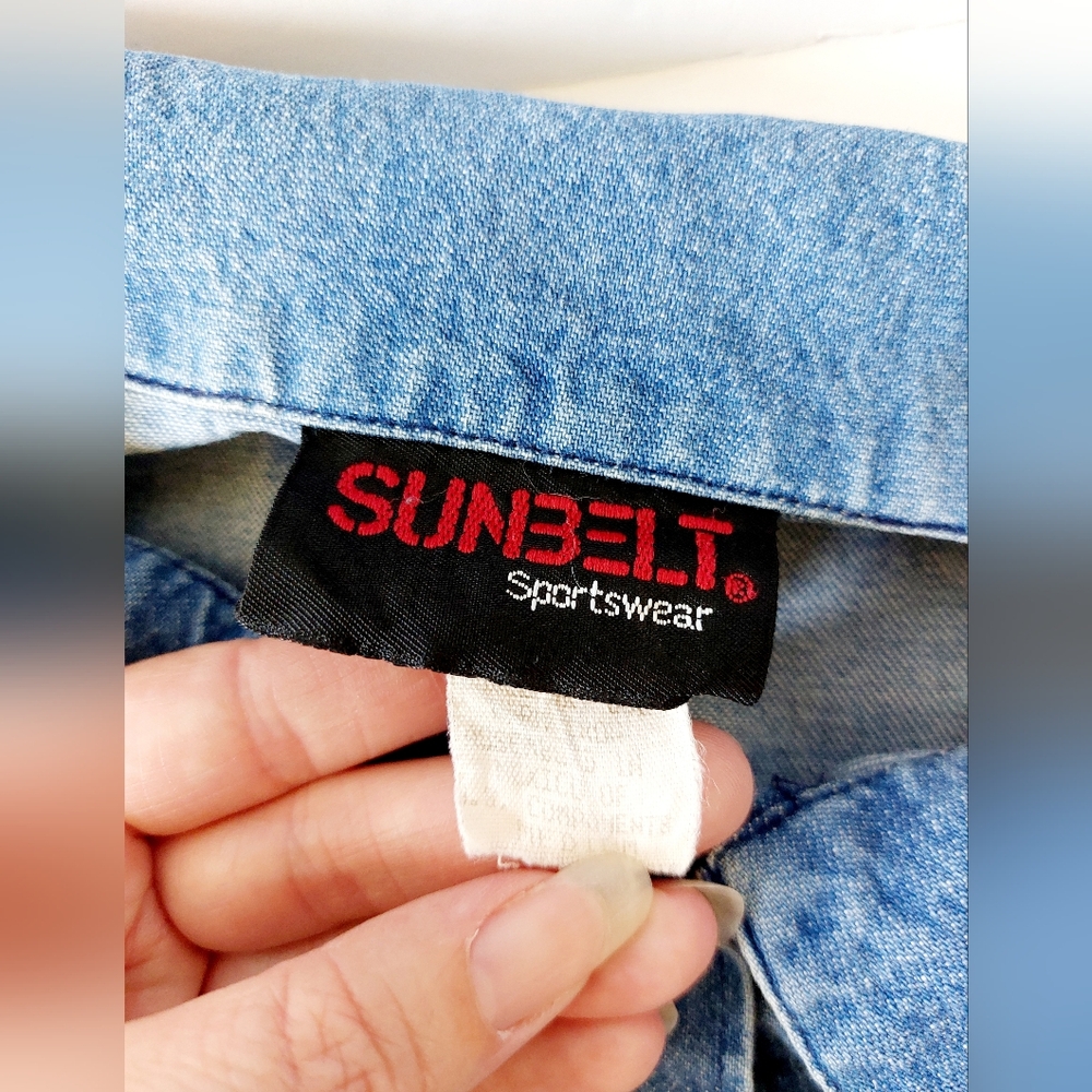 Y2k Denim Maxi Dress with Yoyos Size Medium‎ Sunbelt - Picture 3 of 5